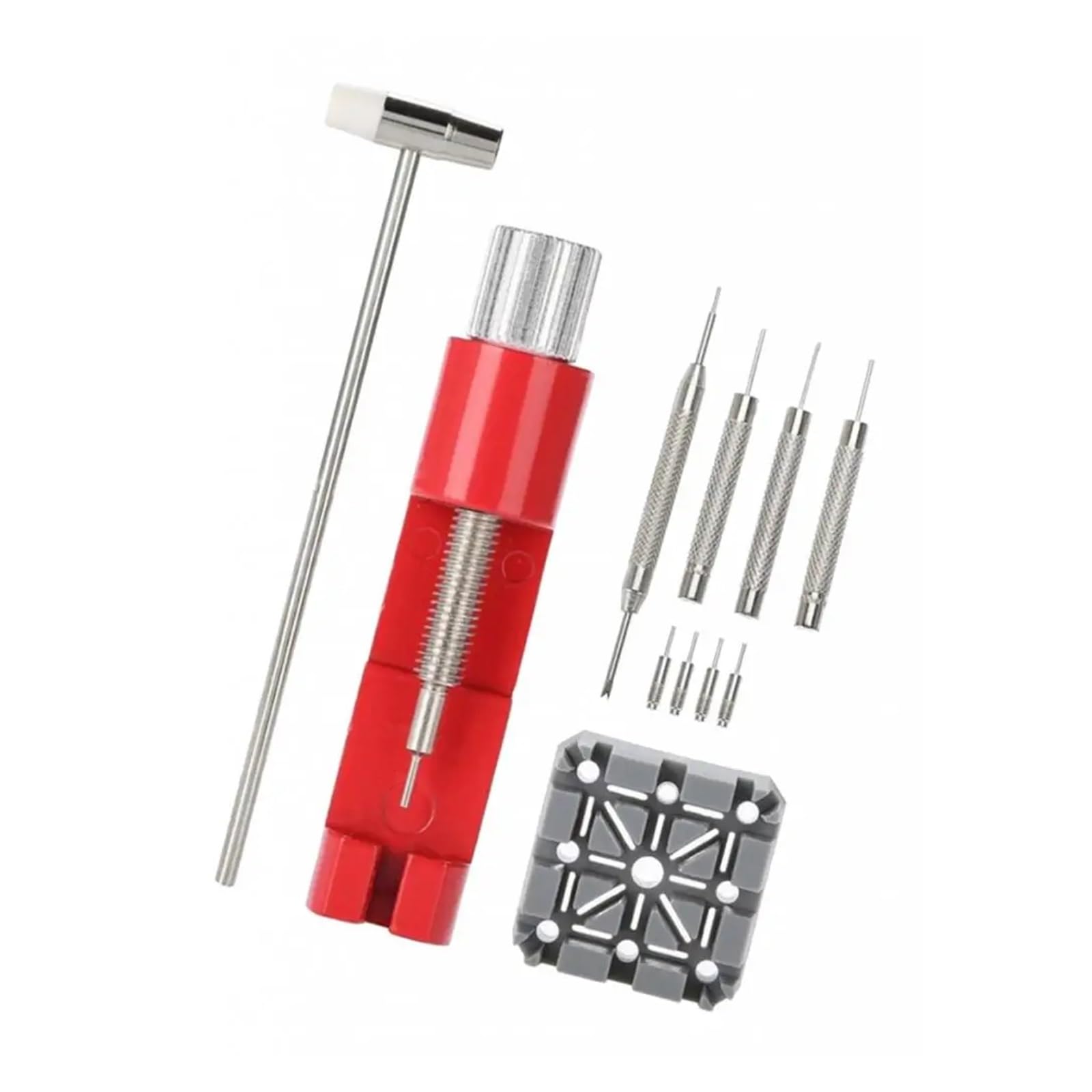 MIUYTRN 11-teiliges Reparaturwerkzeug-Set for Uhrenarmbänder, inklusive Gliederentferner, Stiften, Federstegen und Hammer cuicui