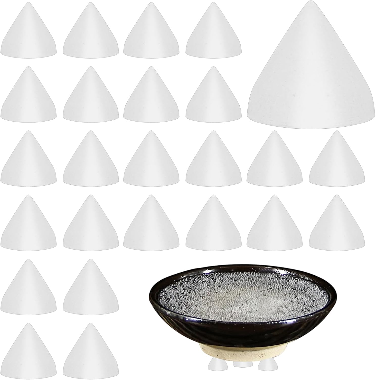 Pottery Kiln Nails 25 PCS Ceramic Cone Kiln Stilts | Small, High-Temperature, Reusable, Ceramic Refractory Support Nail Firing Studs Cone for Pottery Kilns Stilts Tool, White