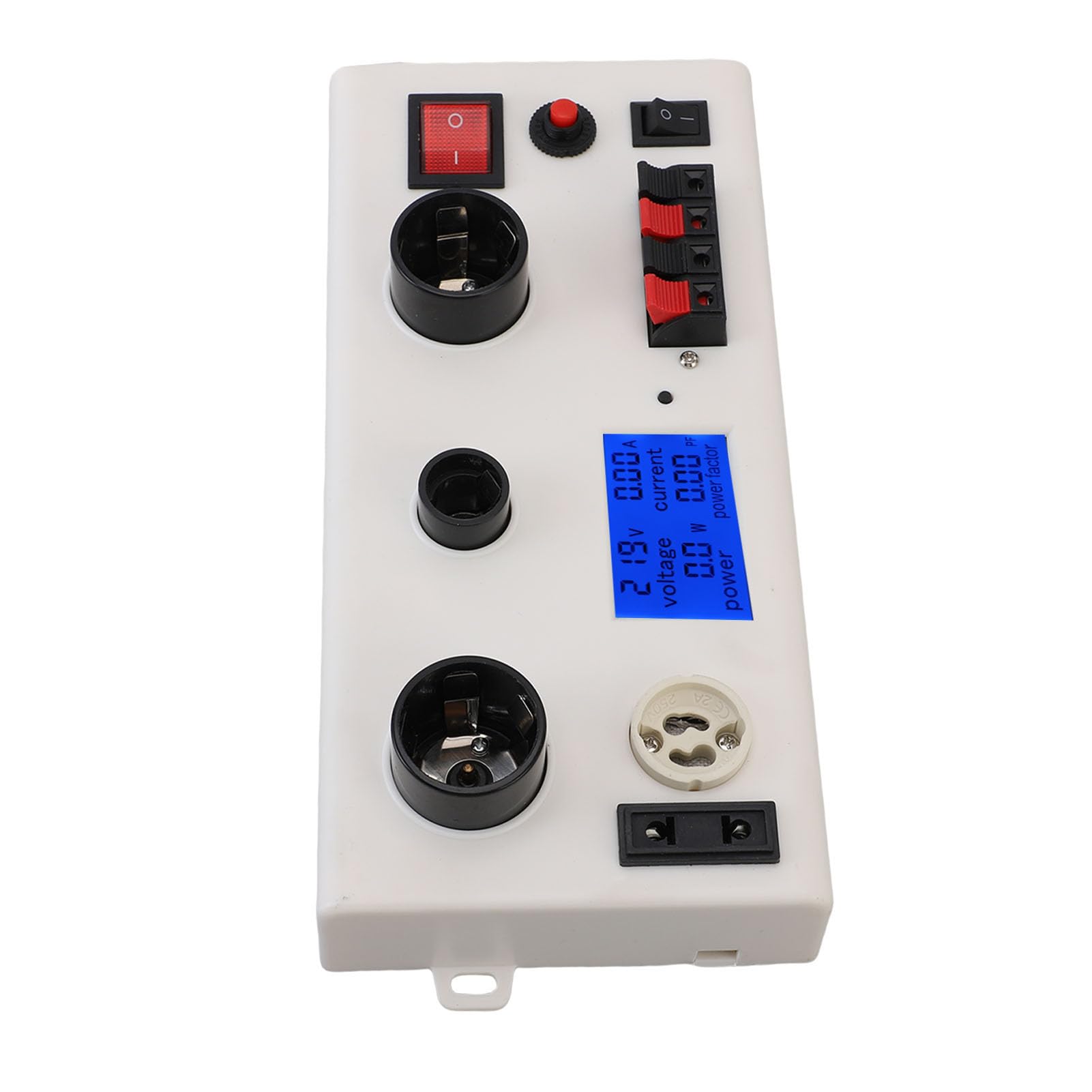 SEAFRONT Tester di Potenza della Lampadina a LED Tester di Potenza di Tensione di Corrente Multifunzionale PF con Doppio Interruttore di Controllo per E27 E14 GU10 Test Presa (Spina UE 85-265 V)