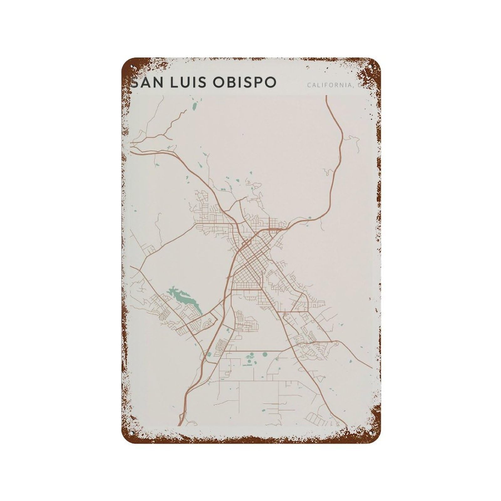 xiaoxiaoshen San Luis Obispo Map California Farmhouse Decor Wall Decor Art Metal Tin Poster Modern Home Decor Art Home Bar Shop Decorations Vintage Sign 30x20cm