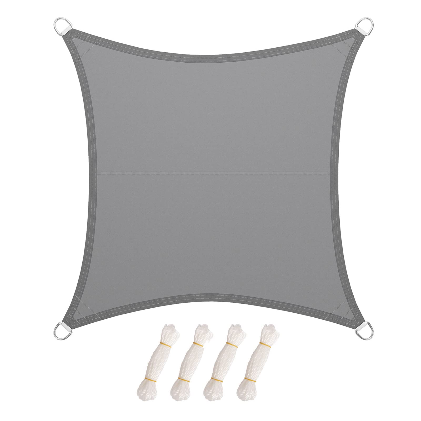 LARMNEE Sonnensegel, Wasserdicht, 3 x 3 m, Quadratisch, Sonnenschutz inkl Befestigungsseilen, PES, für Garten Balkon,UV-Schutz, Reißfestigkeit, Outdoor, Hellgrau ELG33SP02