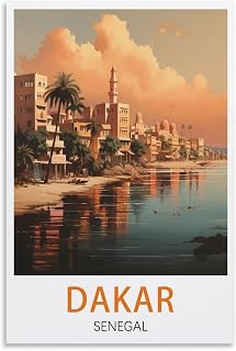Quilksas Dakar Senegal Vintage Travel Poster 08x12inch(20x30cm) Print Wall Art, Canvas Wall Decor Artwork Painting for Bedroom, Living Room,Bathroom, Home Decor