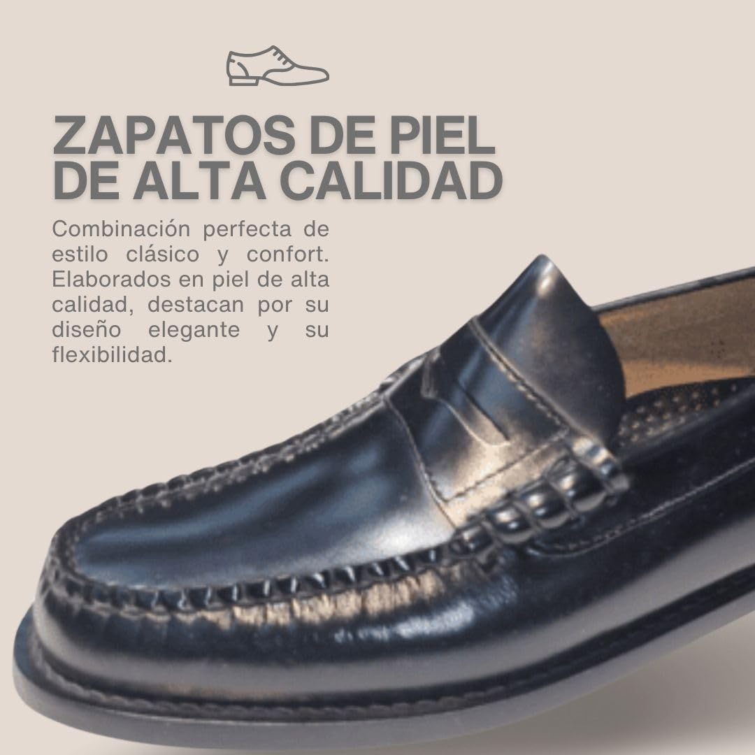Zapatos Castellanos de Vestir para Hombre, Zapatos de Piel Sin Cordones, Mocasines Elegantes para Traje y Eventos