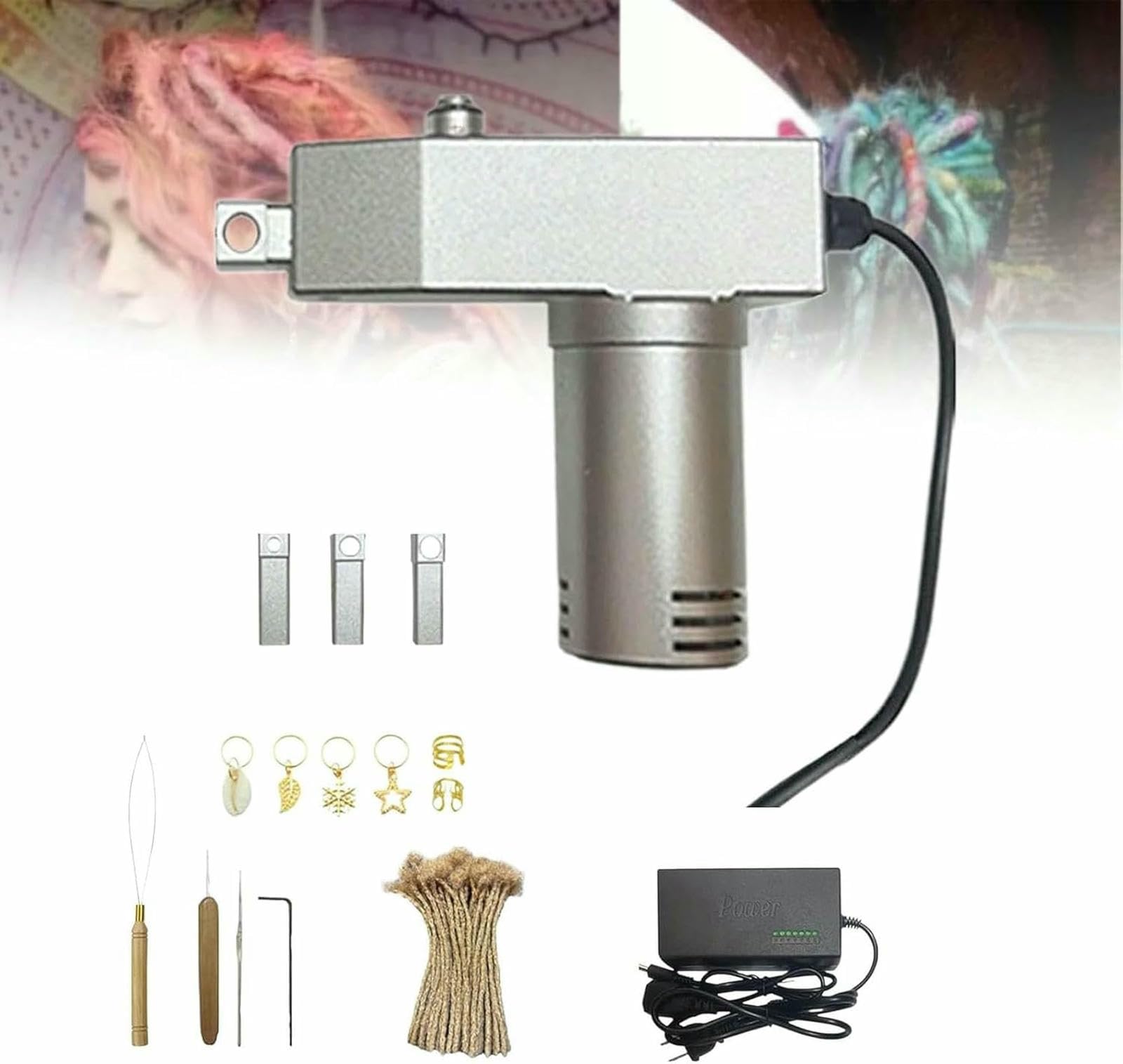 Máquina eléctrica para hacer rastas con sistema de ganchillo profesional