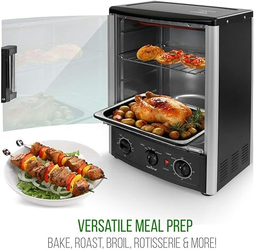 Miniatura 2 de Nutrichef Horno vertical de encimera con funciones de asador, hornear, asar y kebab - Ajustes ajustables - 2 estantes - 1500 W - Pavo de Acción de