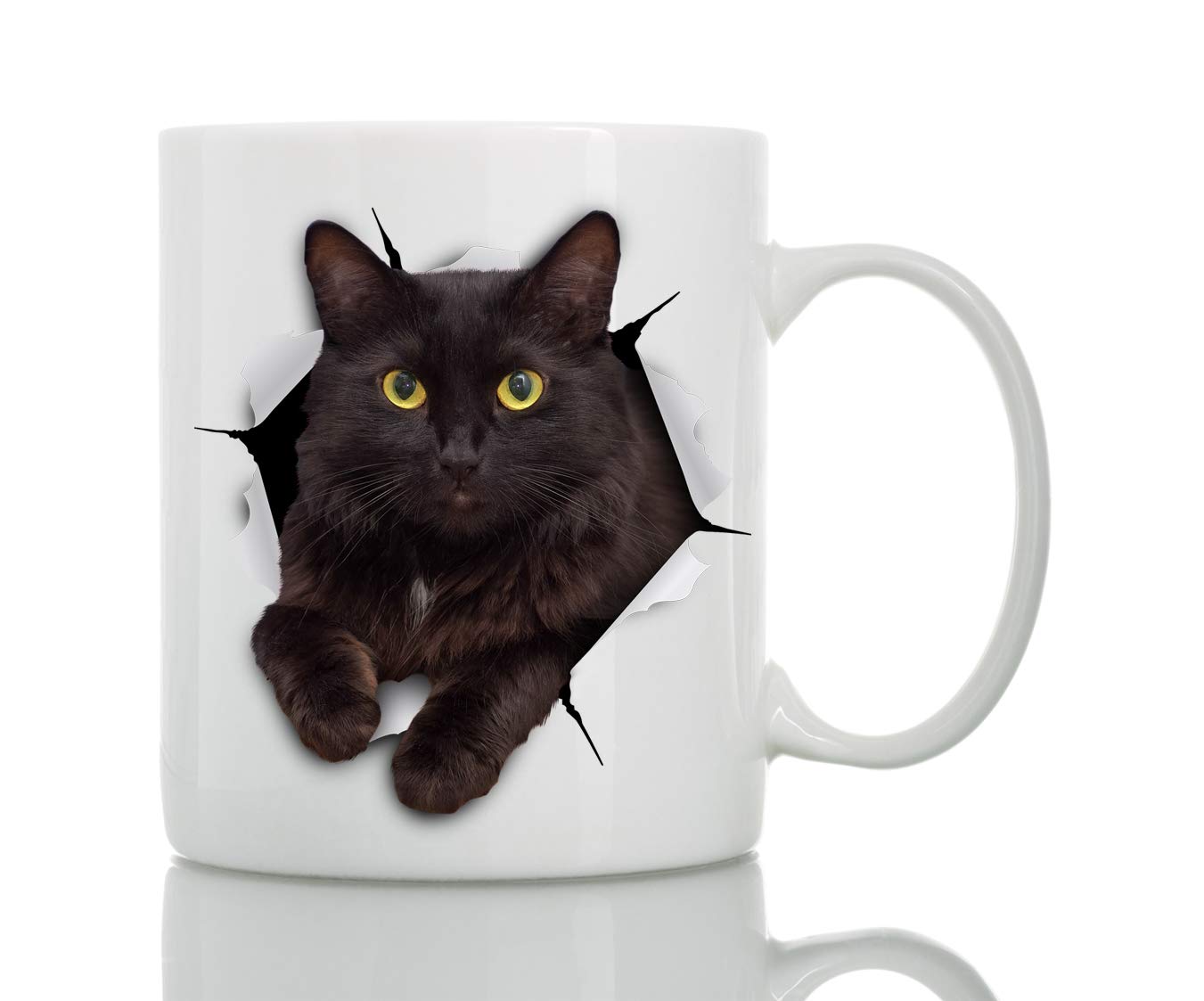 Winston Bear Black Cat Coffee Mug - Funny Ceramic Coffee Mug Gift for Cat Lovers - Cute Novelty