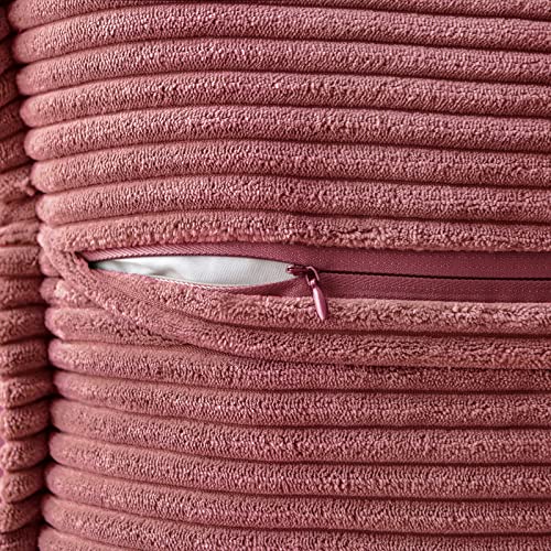 Image of MIULEE Decorative Throw Pillow Covers for Couch Bed Livingroom 20x20 Inch Set of 2 Cranberry Red Boho Accent Throw Pllows Broadside Striped Patchwork Soft Corduroy Pillowcases