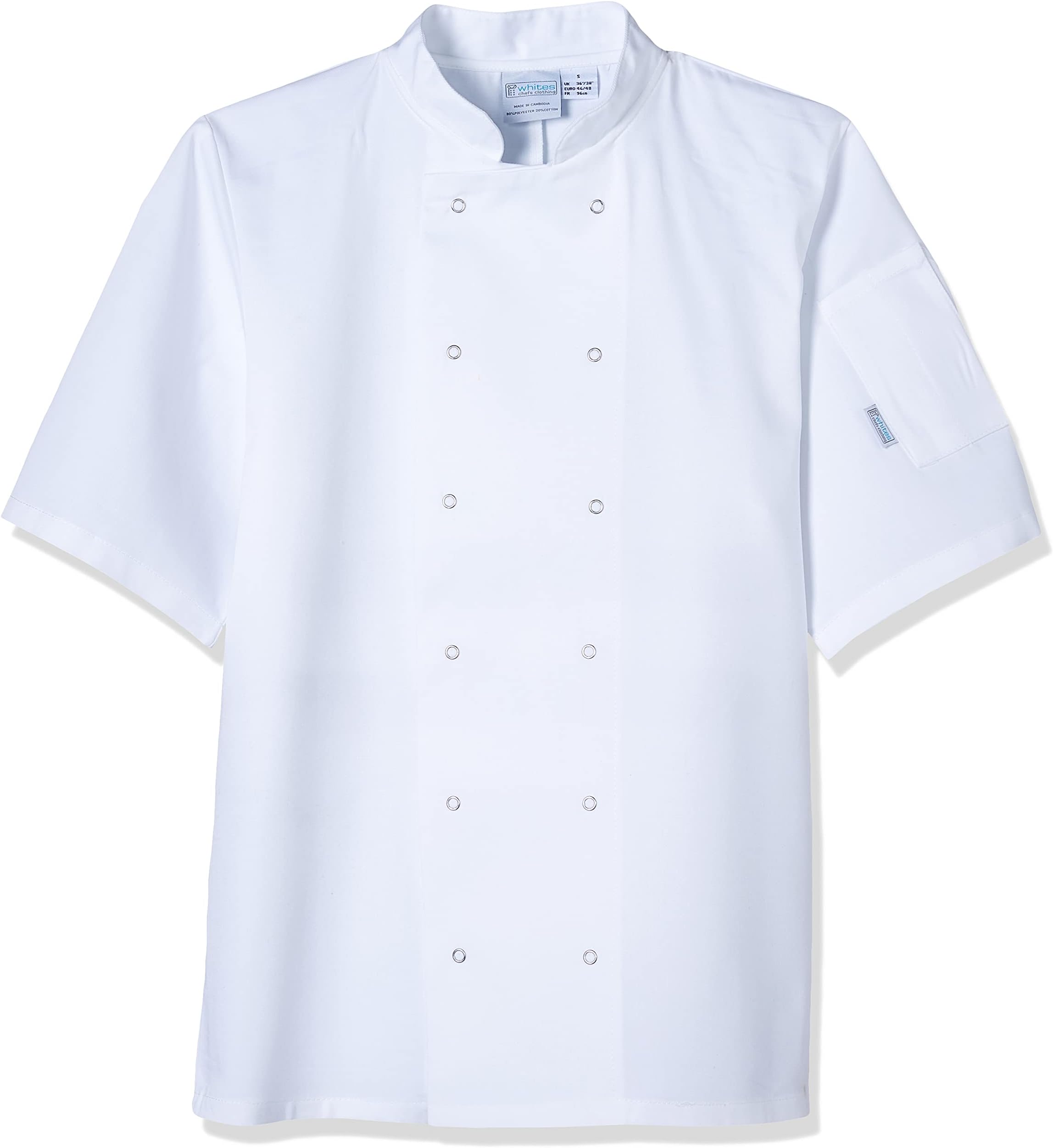 Whites Chefs ClothingWhites Chefs Clothing A211-S Whites Vegas Short Sleeve Chefs Jacket, White, Small