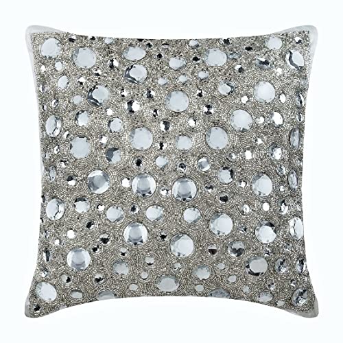 The HomeCentric Argent Jeter Les Taies d'oreiller, Strass Et Cristaux Sparkly Briller Couverture D'Oreillers, 45x45 cm Jeter Les Taies d'oreiller, Soie Taie, Moderne Coussin - Diamonds Everywhere Cover
