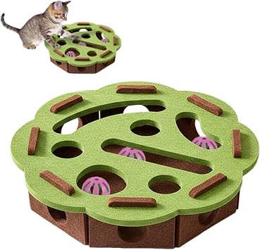 Cat Scratch Puzzle Enrichment Box, Interactive Cats Nail File Enrichment Felt Maze Toy