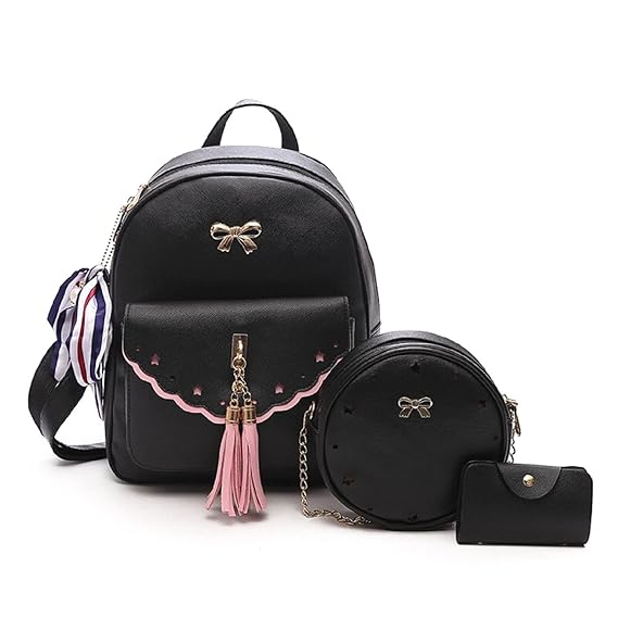 ShopyVid Girls 3-PCS Mini Leather Backpack Sling & Pouch Set for Womens/Rakhi gift for Sister