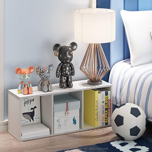 Miniatura 2 de Furinno Just Turn-N-Tube - Mesa auxiliar de 3 niveles, mesita de noche, mesita de noche con postes de plástico, 1 unidad, color gris roble