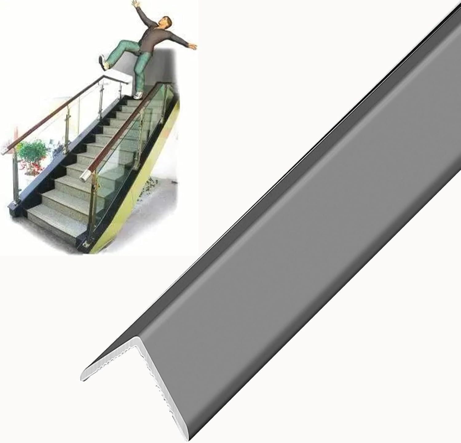 Threshold Strip，Flooring Transition Strip，Floor Transition Strip Metal Floor Transition Strip for Laminate Flooring，Cuttable Threshold Reducer/Planks Divider，L-Molding Stair Edging Cover for Protect W