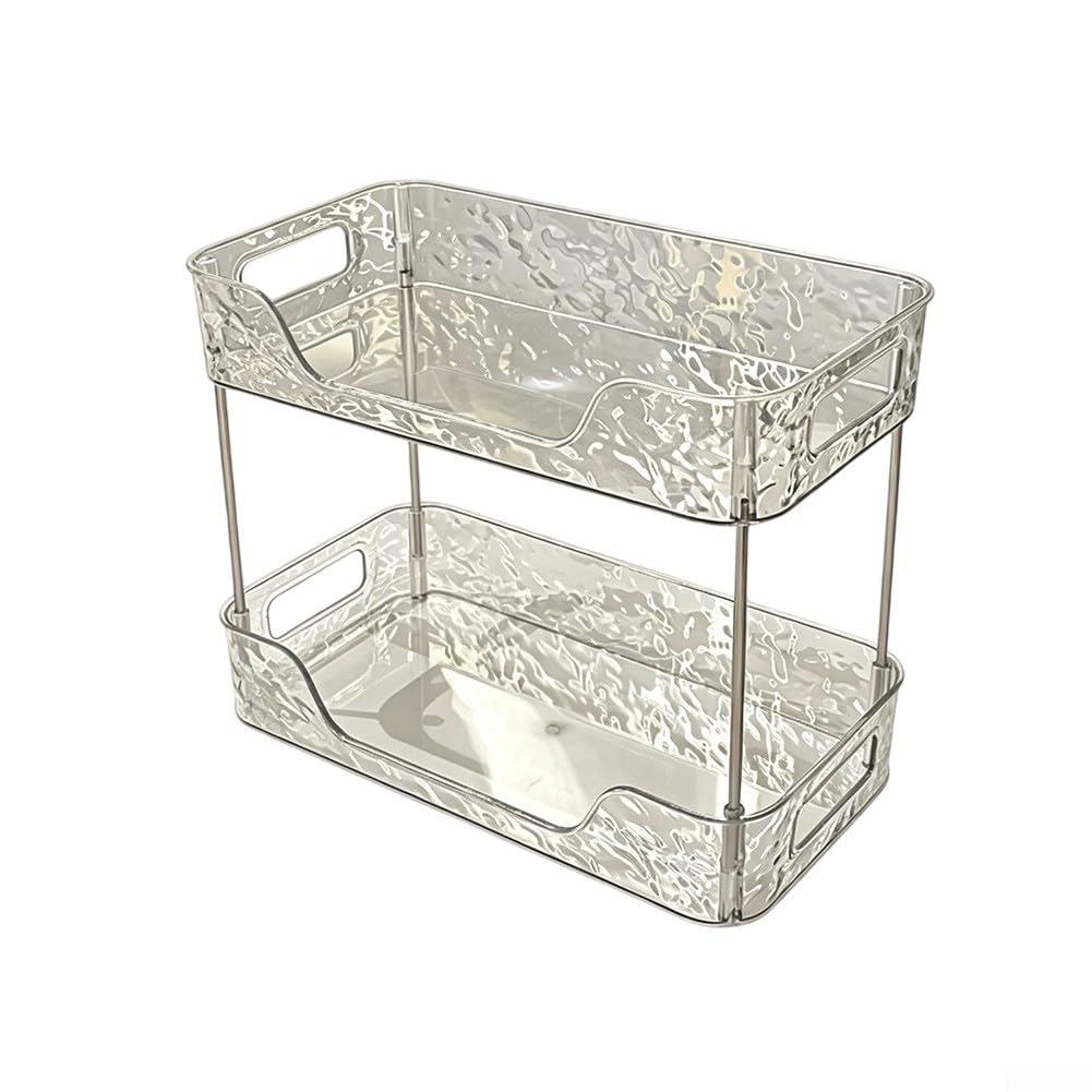 Organiseur double couche en acrylique pour maquillage et comptoir de salle de bain 32cm