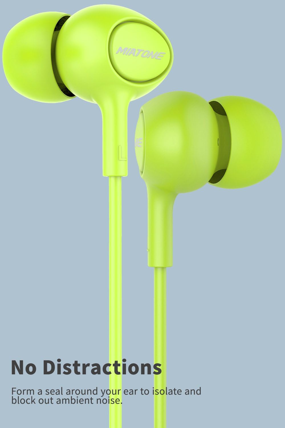 MIATONE Earbuds, Wired in- Ear Earbuds with Microphone, Dynamic Crystal Clear Sound Ergonomic Ear Buds Earphones Headphones for Android, BlackBerry - Green