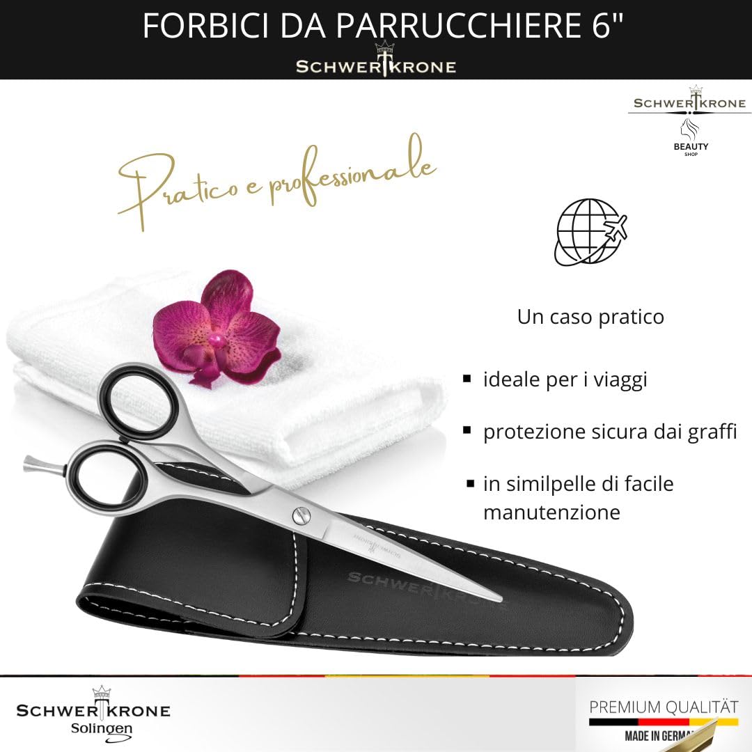 SCHWERTKRONE Forbici da Parrucchiere di Alta Qualità - Prodotte in Germania con Micro-Dentatura per un Taglio Preciso - Adatto per capelli e barba