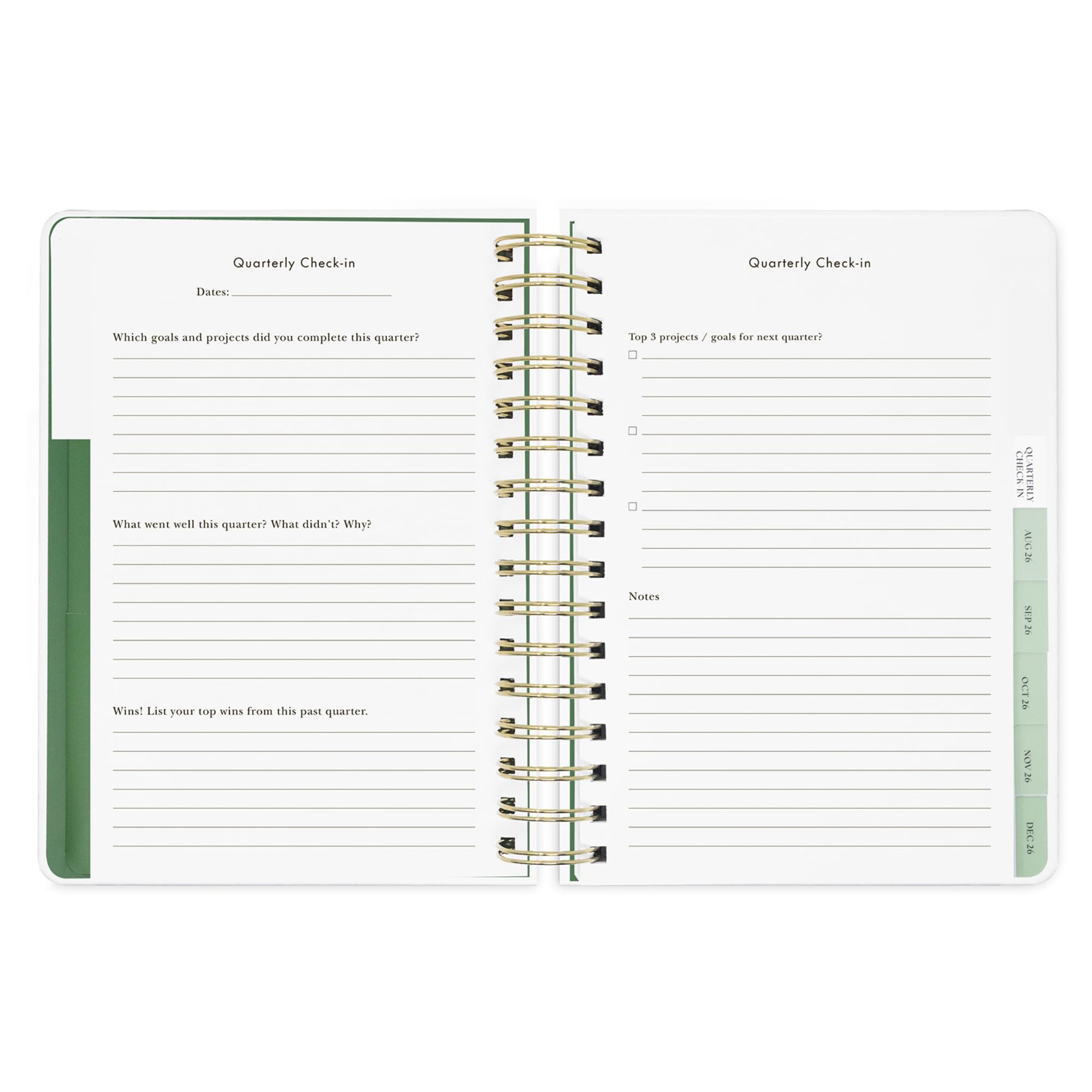 kate spade new york Agenda grande 21,6 x 18,4 cm, rilegatura a spirale, layout mensile e settimanale, tracker obiettivi, agenda vacanze, adesivi, linguette, chiusura elastica e tasca, agosto 2026