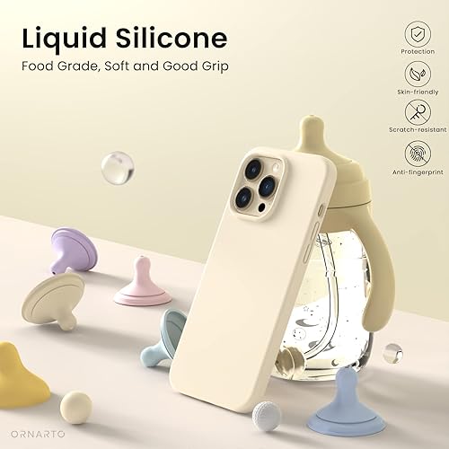 Miniatura 3 de ORNARTO Funda compatible con iPhone 14 Pro Max de 6.7, silicona líquida delgada de 3 capas cubierta completa de goma de gel suave funda protectora