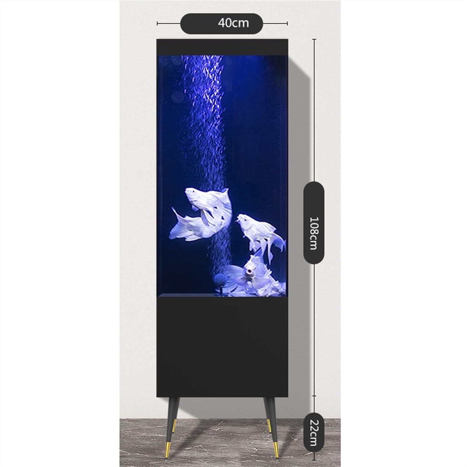 Acquario per Pesci Soggiorno Creativo Ufficio Acquario Soggiorno Casa Pavimento Filtro Posteriore Acquario Acquari(Bianco)