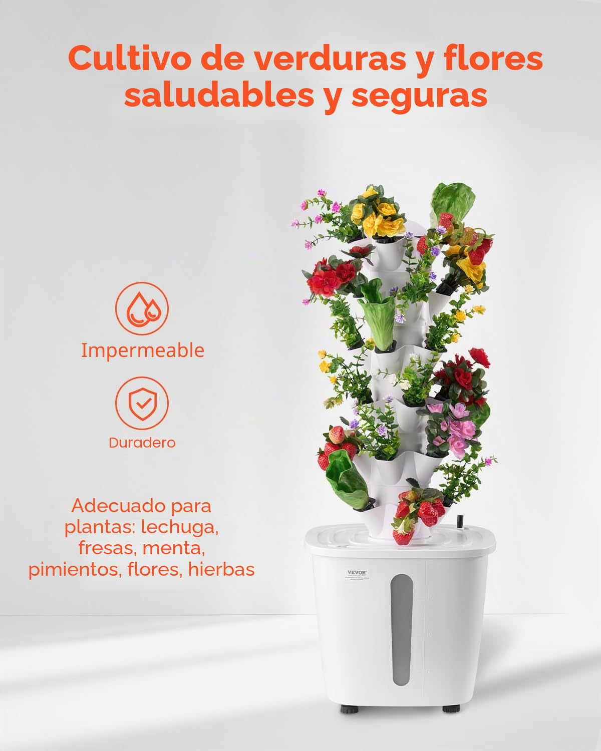 VEVOR Sistema de Cultivo Hidropónico, Torre Hidropónica Vertical de 6 Niveles con 30 Cápsulas, Bomba de Agua y Temporizador, Kit de Germinación de Plantas con Circulación de Agua para Hierbas, Frutas