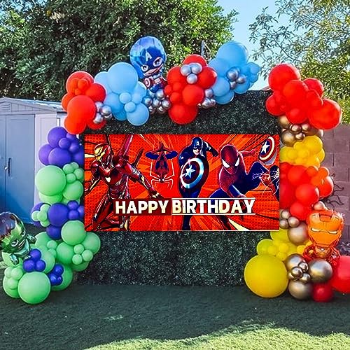 Image of Wanna Party Large Superhero Happy Birthday Banner, Superhero Birthday Decoration Items for Kids