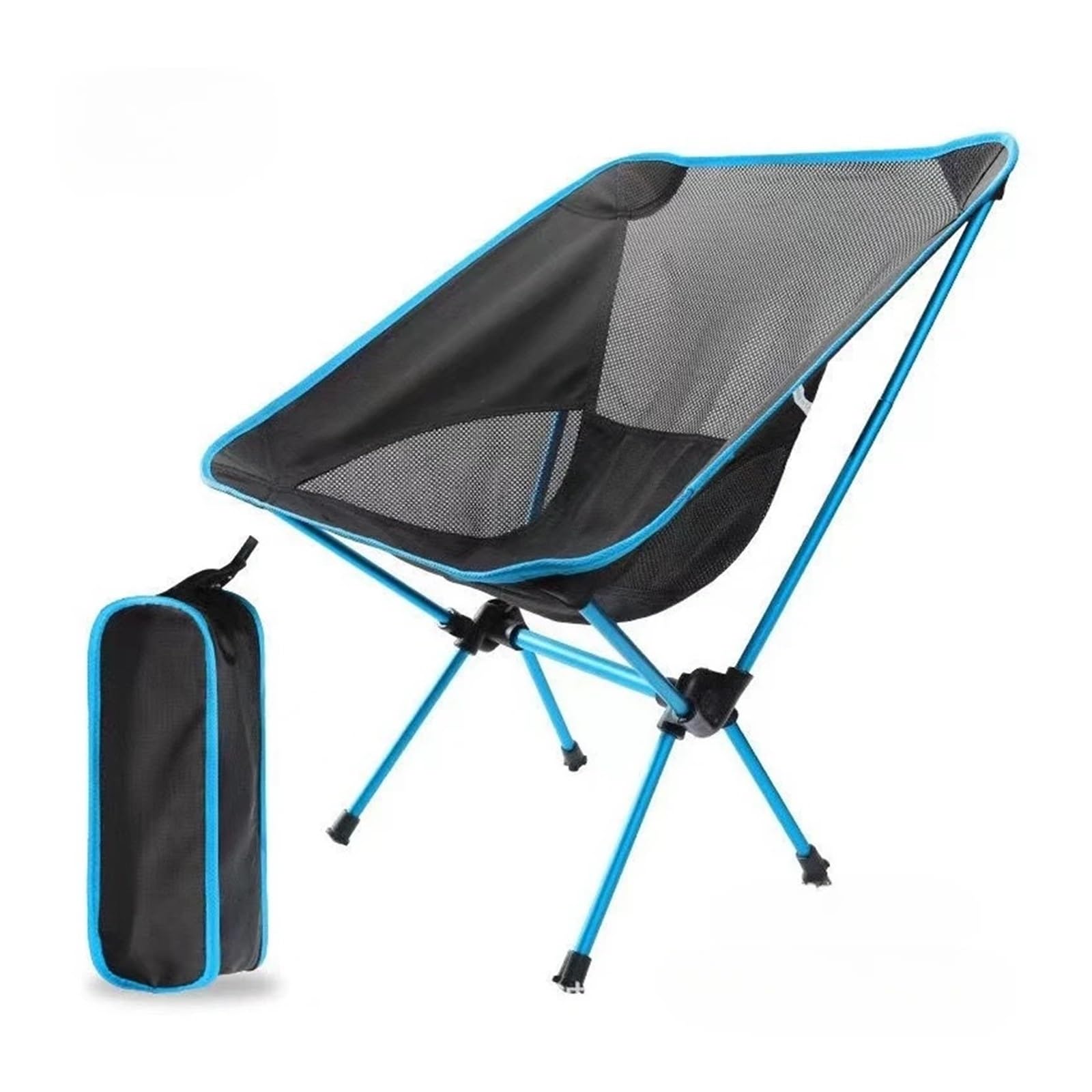Chaise pliante d'extérieur ultra-légère et portable pour le camping et la randonnée en bleu