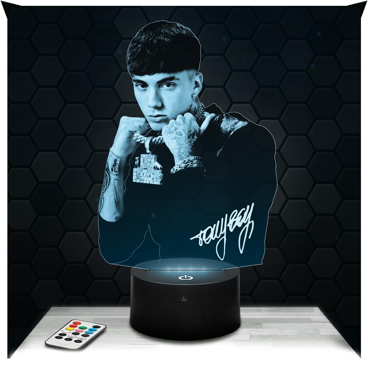 Lampephoto.fr - 3D Lamp Tony Boy Rapper Rap Music, Touch LED Night Light, 3D Hologram Effect, Christmas Birthday Gift Idea for Men Women, Bedroom Decoration Object