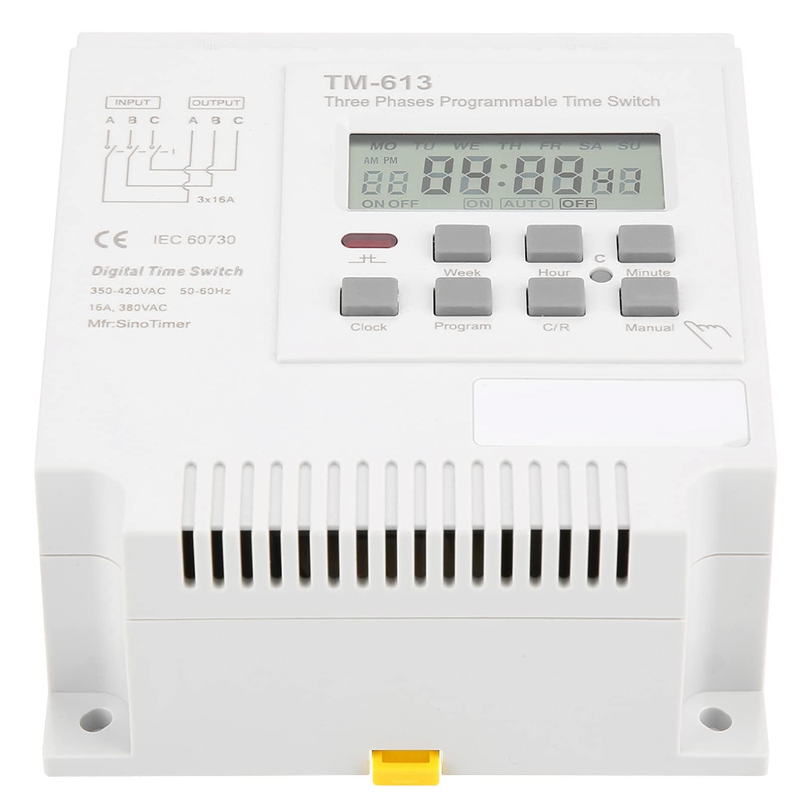 TM-163 - Relé programado, 380 V, 50 – 60 Hz, 16 A, interruptor de temporizador, interruptor de temporizador, trifásico, reloj digital inteligente