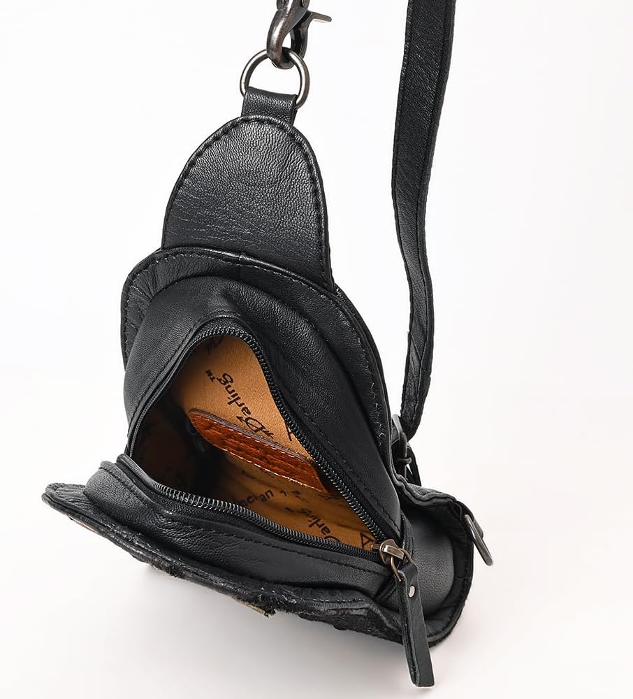 American Darling Sling Hair-On Crocodile Embossed Genuine Leather Women Bag Western Handbag Purse |Sling | for