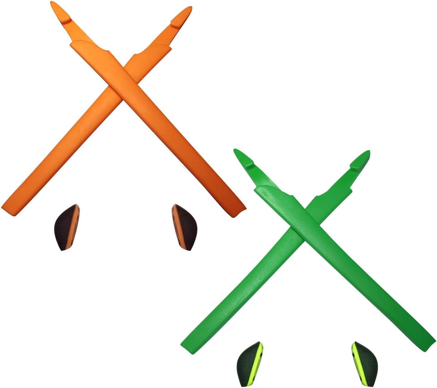 HKUCO Plus Orange/Green Replacement Silicone Leg Set for Crosslink Sunglasses Earsocks Rubber Kit