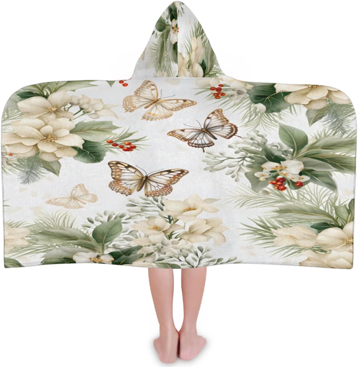 Pardick Kids Bath Towel Spring Butterfly Florals Beach Towel with Hood Pool Cover Up for Girls Boys Soft Absorbent Hooded Bath Towel Toddler Towels for Beach, Pool