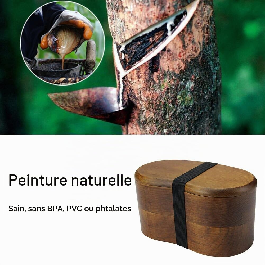 AOOSY Boîte à lunch Bento, boîte à lunch pour enfants, boîte à bento japonaise pour adultes Sandwich Lunch Containers Boîte à bento en bois à 2 niveaux avec cuillère à fourchette