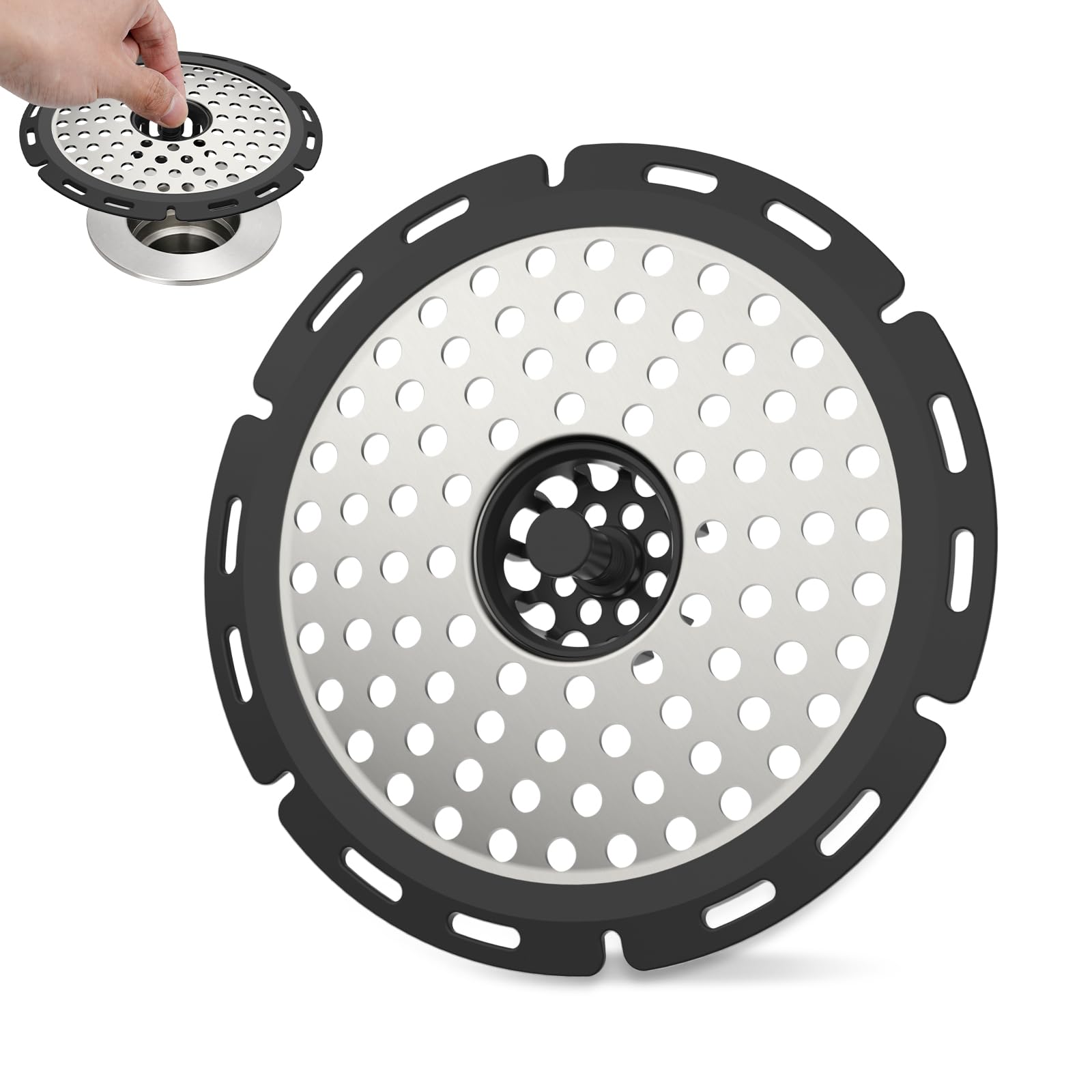 Hibbent 5" Metal Bathtub Drain Hair Catcher, Shower Floor Drain Protector