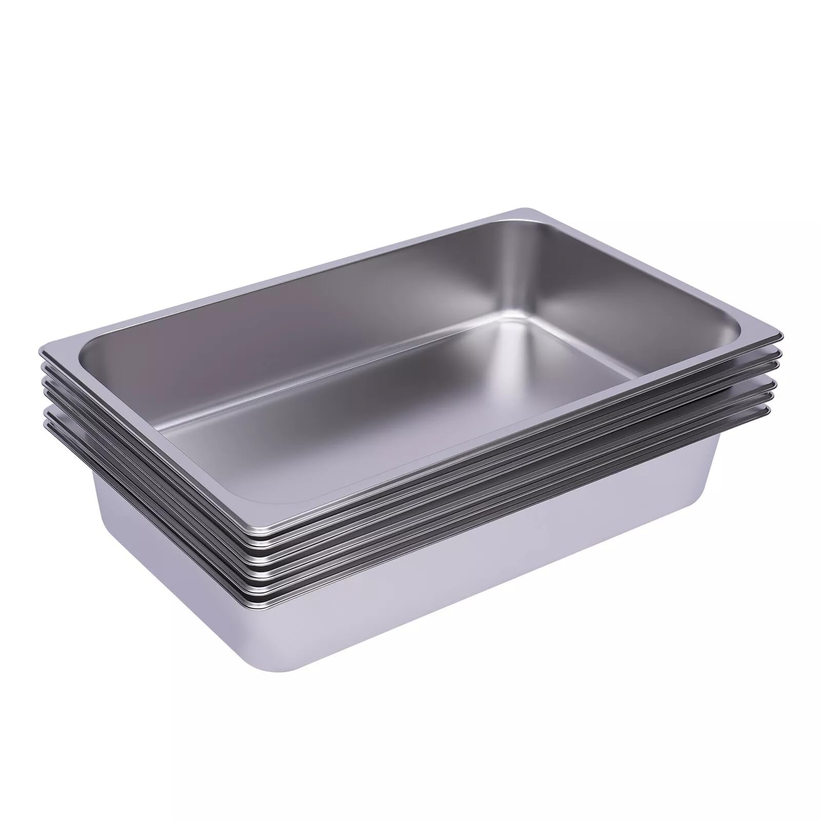 6 unidades GN Contenedor Acero Inoxidable Cuenco Rectangular, Cuencos de Alimentos 1/1 Contenedor de Gastronomía 53 x 33 x 10 cm Recipiente de Acero Inoxidable Recipiente Gastronorm