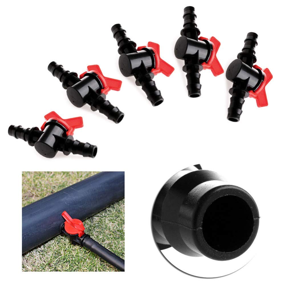 Válvula de bola de púas en línea de grado profesional de 16 mm para tubos de 1/2 y 5/8 pulgadas (.570 a .620 ID), regulan y apagan y encienden el flujo de agua