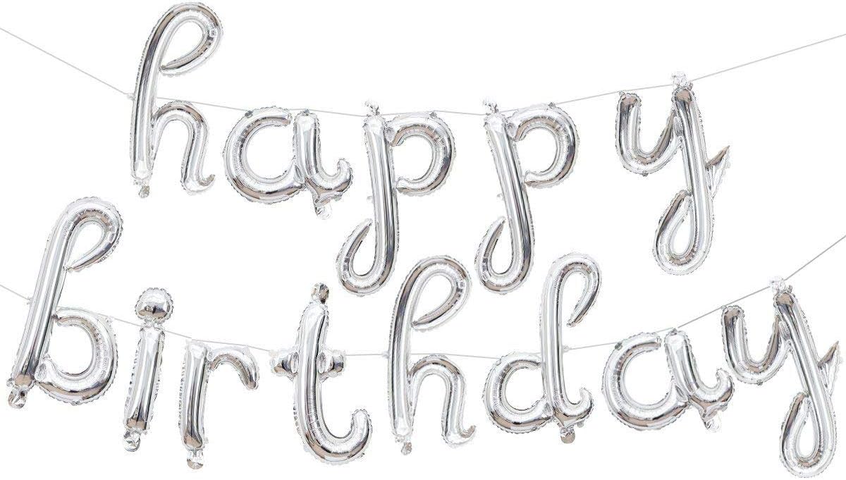 RGL Happy Birthday Cursive Balloon silver, Multicolor, S250S