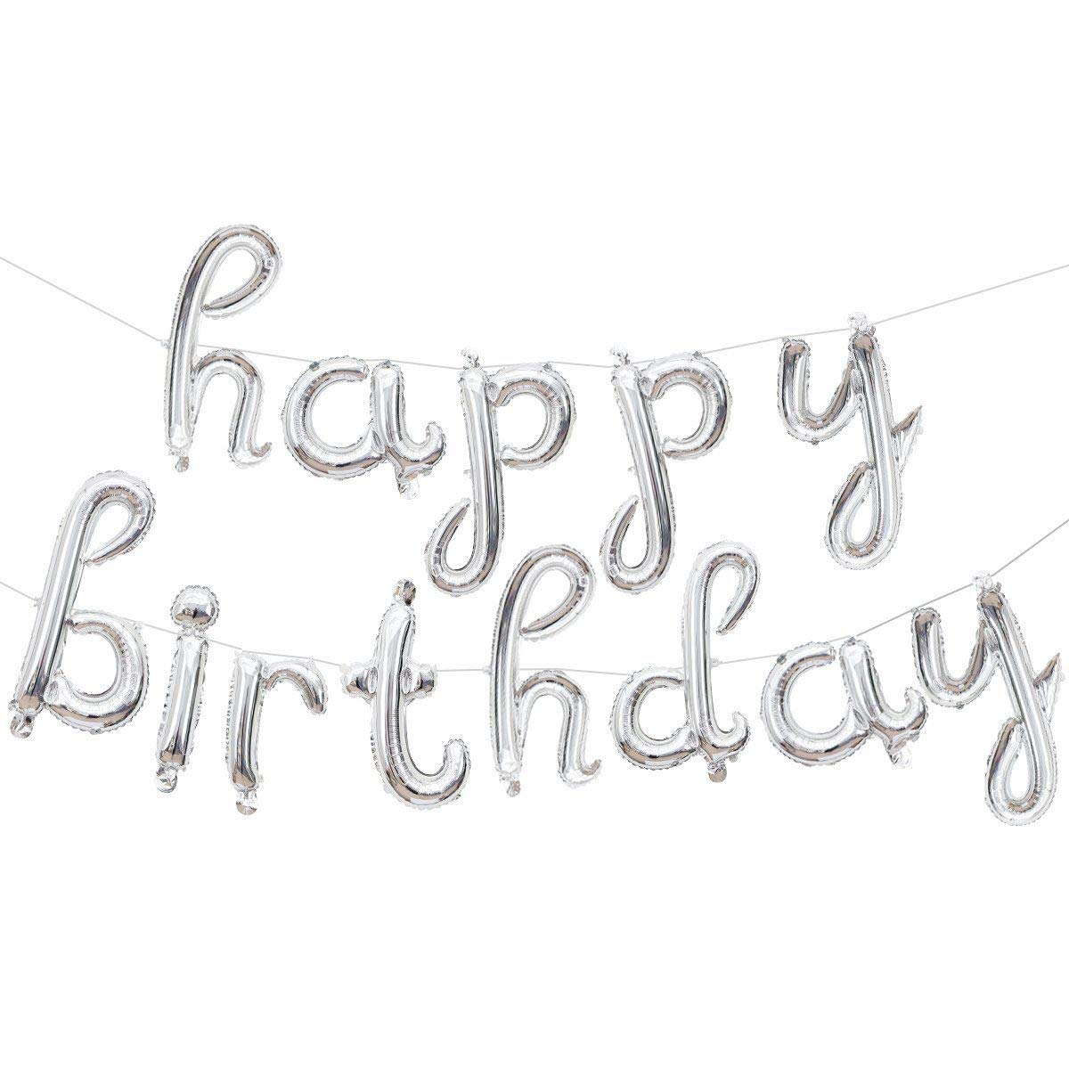 RGL Happy Birthday Cursive Balloon silver, Multicolor, S250S
