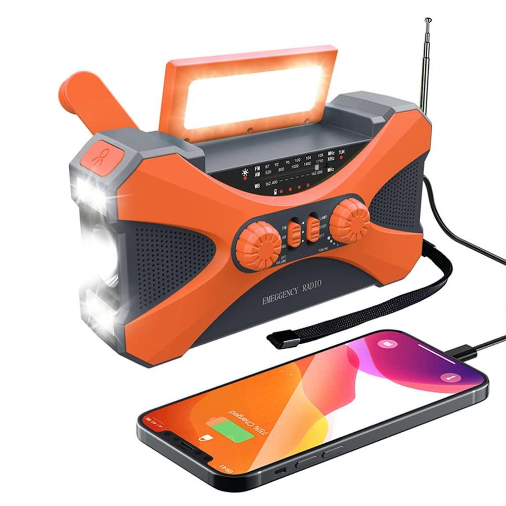 Portable Emergency Radio, 10000 mAh Dual StoperPaker Practical Crank Radio AM/FM/NOAA con caricabatterie SOS SOS per all'aperto