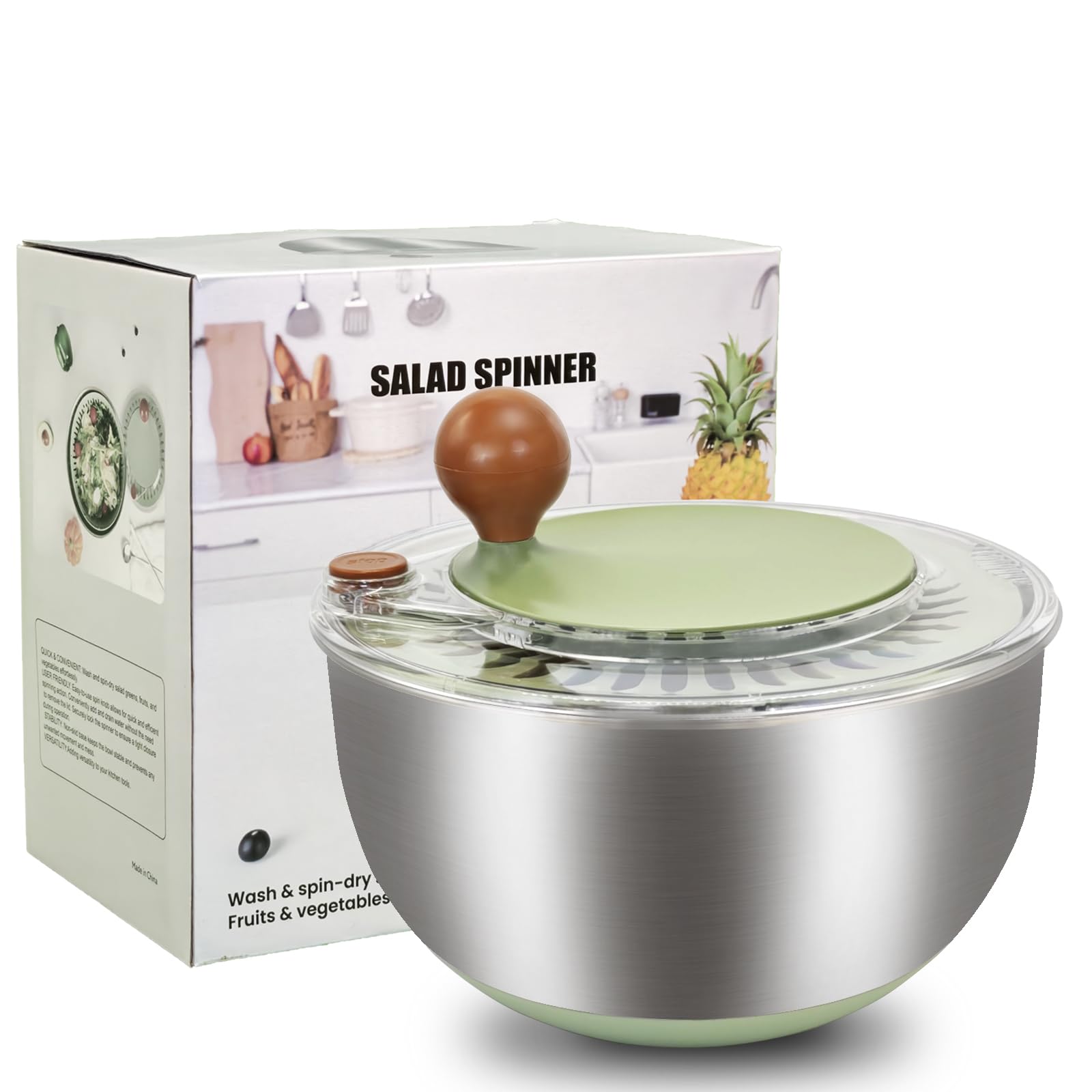 5.3Qt Stainless Steel Salad Spinner