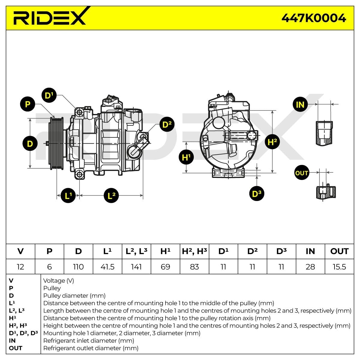RIDEX 447K0004 Compresor aire acondicionado con aceite de compresor PAG Compatible con VW Golf 7 Hatchback 5G1, BQ1, BE1, BE2