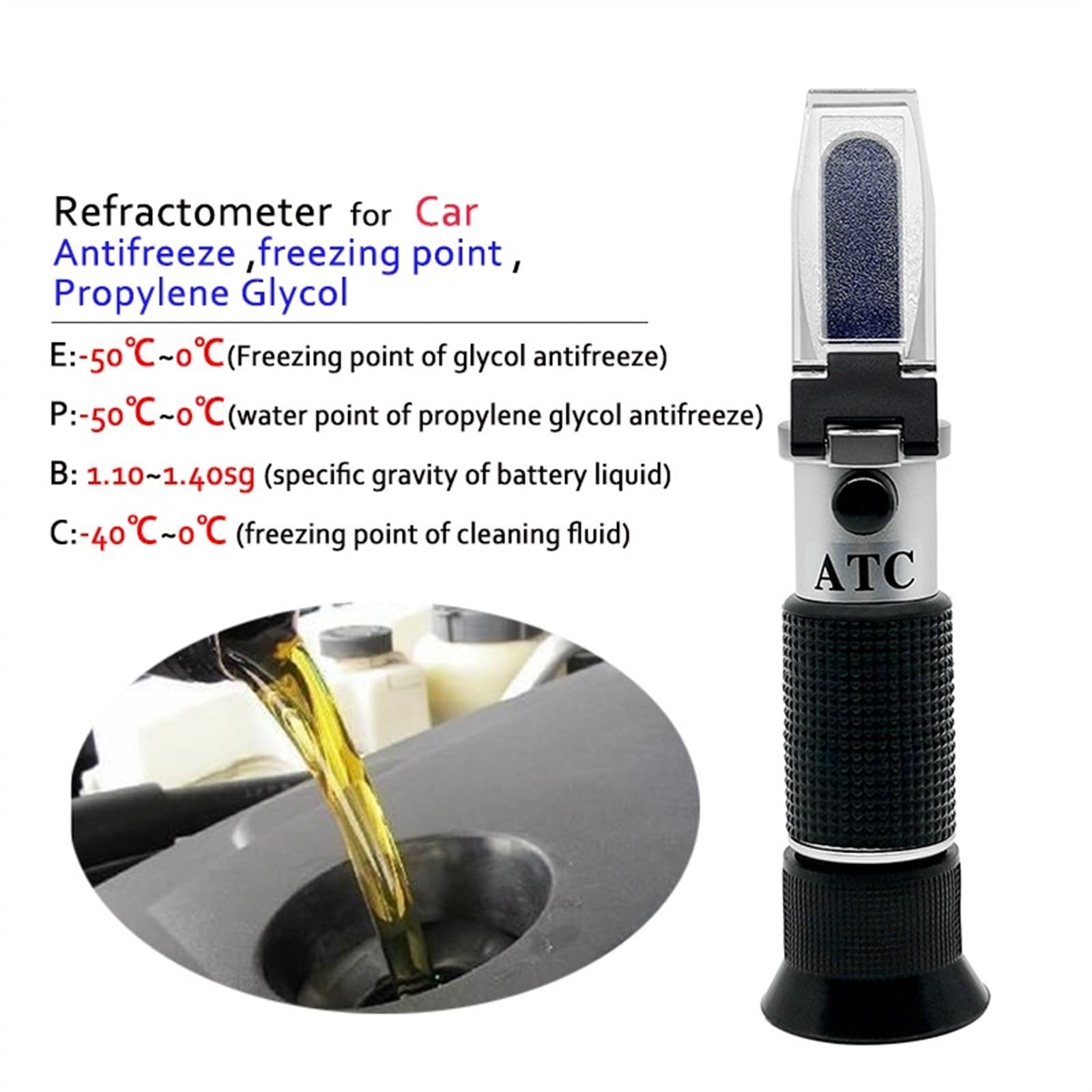 -50 ℃ ~ 0 ℃ Rifrattometro per glicole propilenico auto antigelo liquido di pulizia tester punto di congelamento di etilenglicole idrom rilevamento