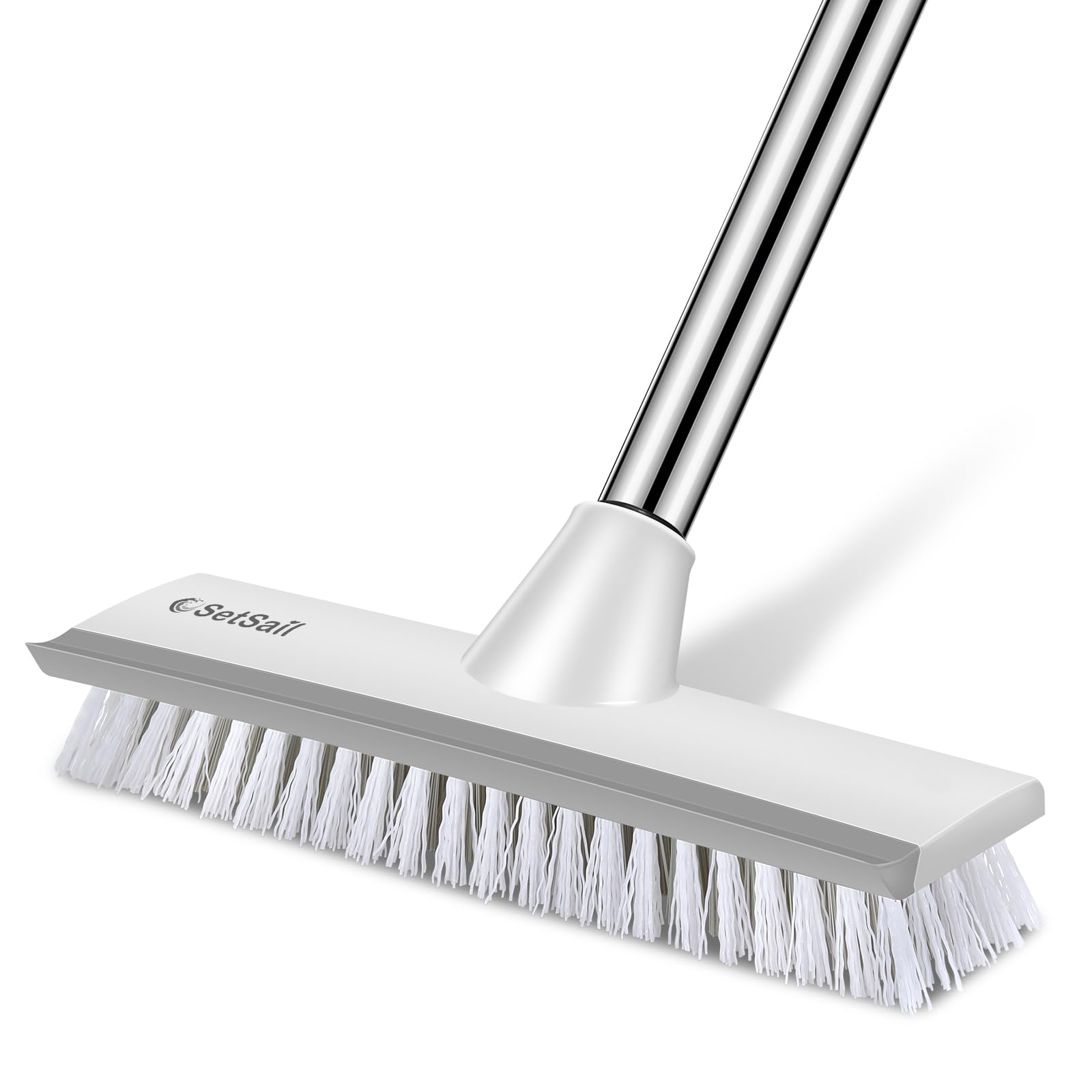 SetSail Floor Scrub Brush with 51-Inch Long Adjustable Handle 2 in 1 Scrape Brush Stiff Bristle Floor Scrubber for Cleaning Shower Bathroom Garage Kitchen Wall Deck Tub Tile