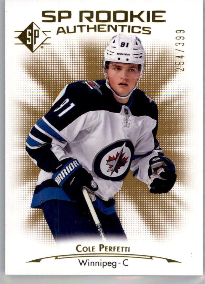 2021-22 Upper Deck SP Gold #116 Cole Perfetti RC Rookie Card SER/399 Winnipeg Jets Official NHL Hockey Card in Raw (NM or Better) Condition