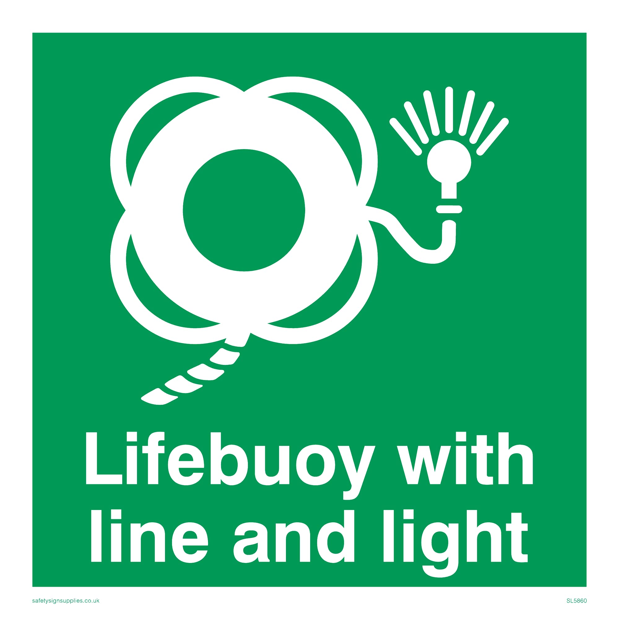 Lifebuoy with line and light symbol Sign - 200x200mm - S20