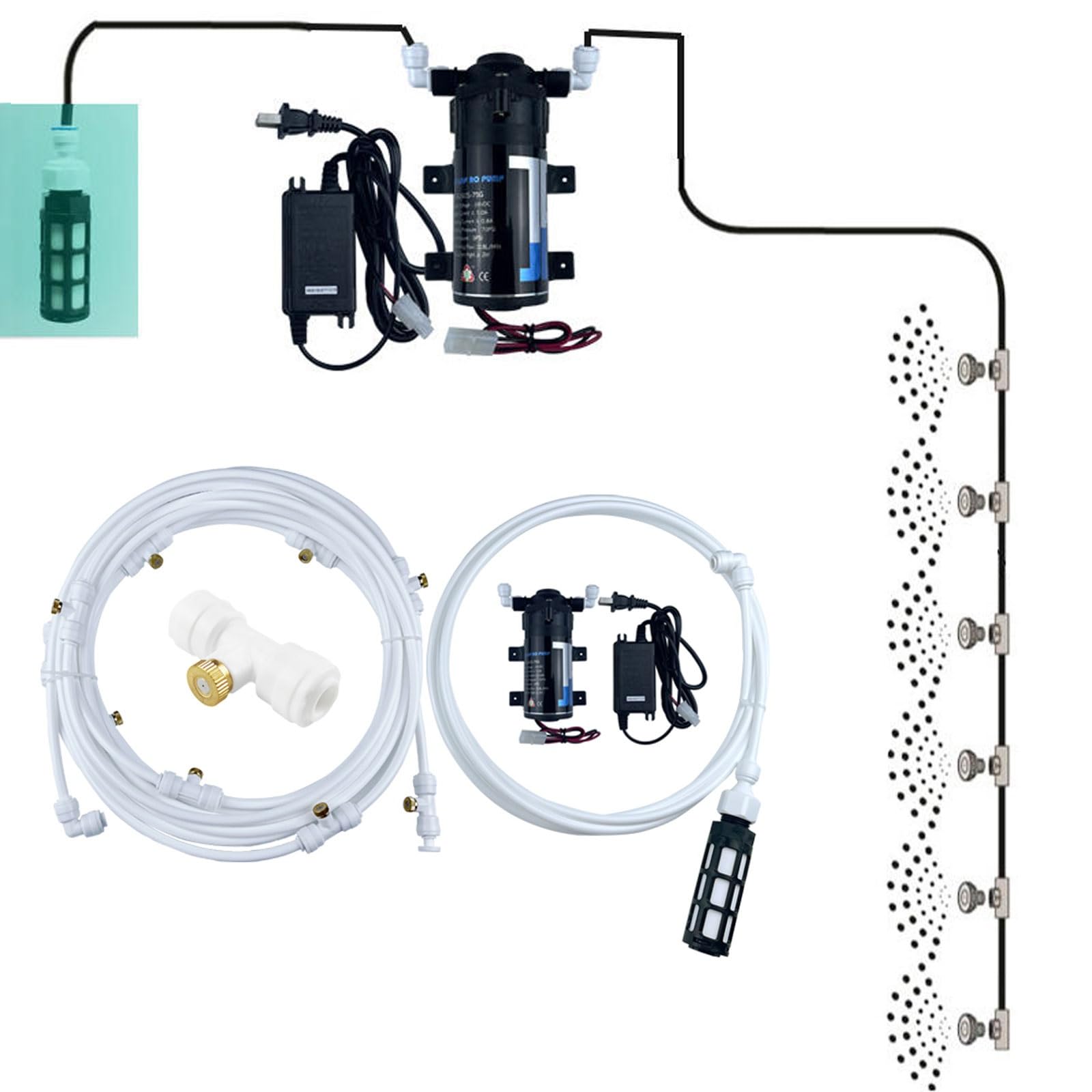 Sisteme de riego de jardín con Boquilla & bomba, kit de niebla de ventilador for exteriores, Kit Nebulizador Terraza Jardín, Kit Nebulizador Terraza, for Jardín Terraza Invernadero (Size : 10M(32.8ft