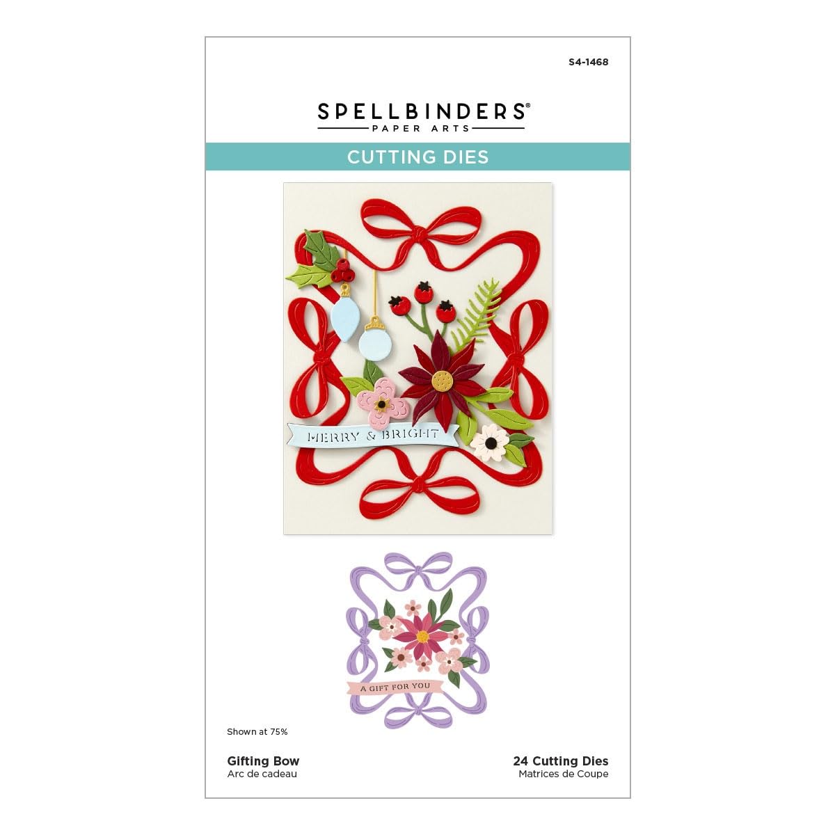 Spellbinders Metal Gifting Bow Etched Dies From The Merry Moments Collection