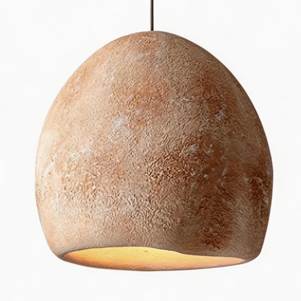 ESIYUVO Wabi-sabi Pendant Light Single Head High-Density Polystyrene Chandelier Bell Shaped Adjustable Cord Hanging Lamp E27 Dining Room Lighting Fixture for Entrance Hall Tea Room Hallway Bedroom