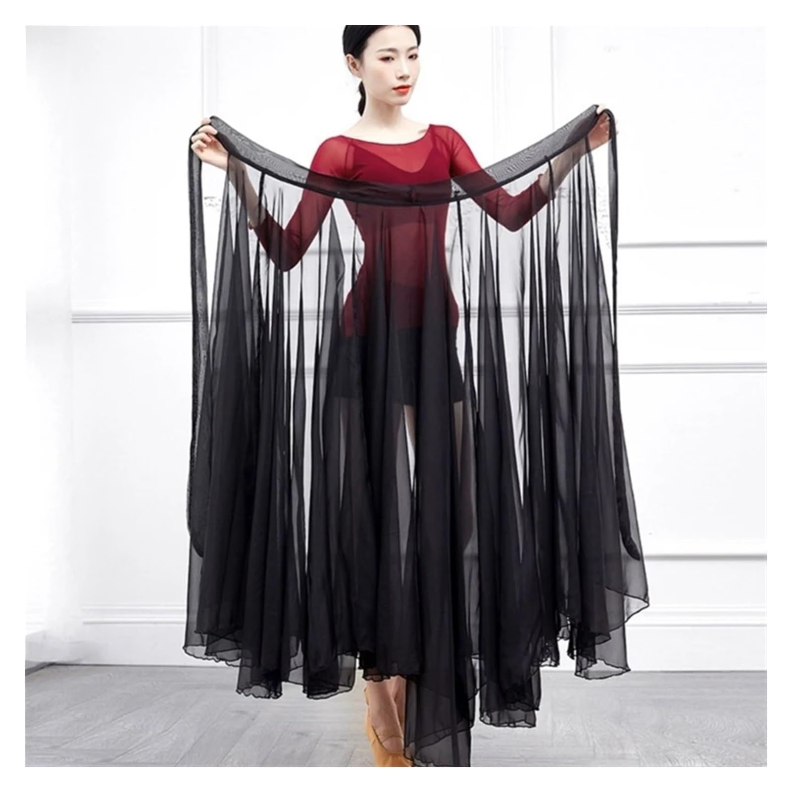 Jupe Longue Femme Jupe de Danse lyrique for Femmes, en Mousseline Transparente, nouée à la Taille, Grande Jupe Portefeuille Longue for Les Festivals de Danse