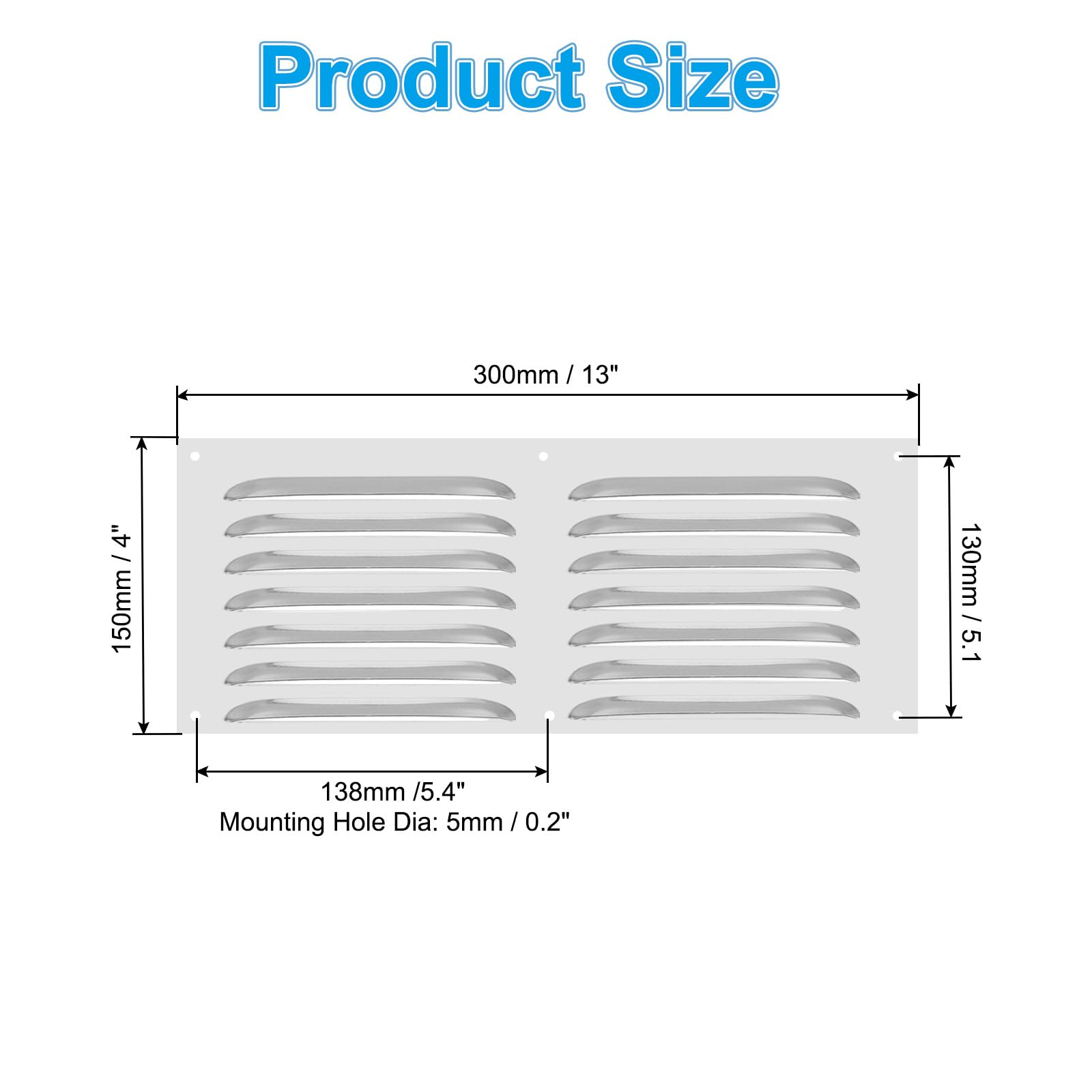PATIKIL 12 x 4 Inch Aluminum Vent Cover, Screen Air Grille Ventilation Cover HVAC Louvered Grill for Home Kitchen Fireplace Bathroom Wall Ceiling, Silver Tone - Image 2