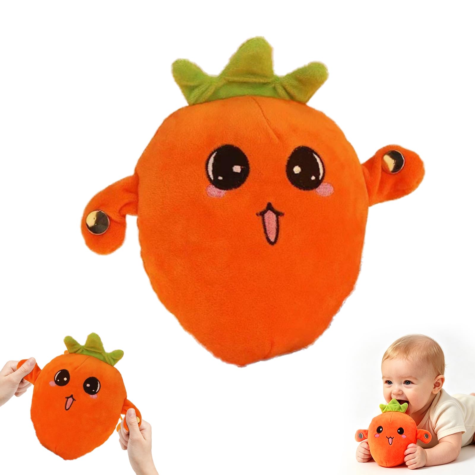 Interactive Music Plush Toy,Touch-Sensitive Fruit & Piano Plush,Stuffed Animal Music Piano Toy, Body-Sensing Plush Toy with Piano and Fruit Metronome Sounds, Educational Musical Gift (Carrot)
